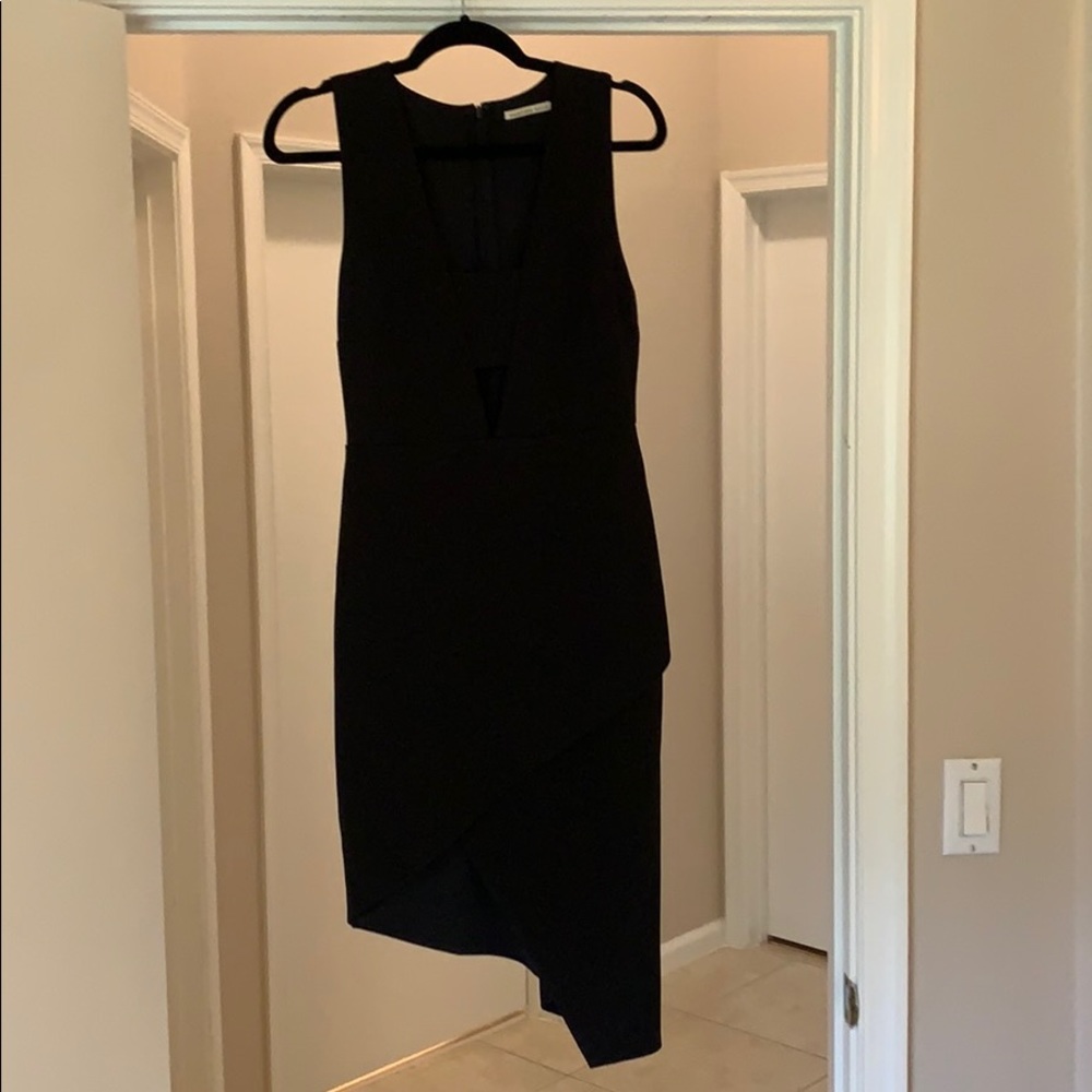 Black mini asymmetrical dress with cutout